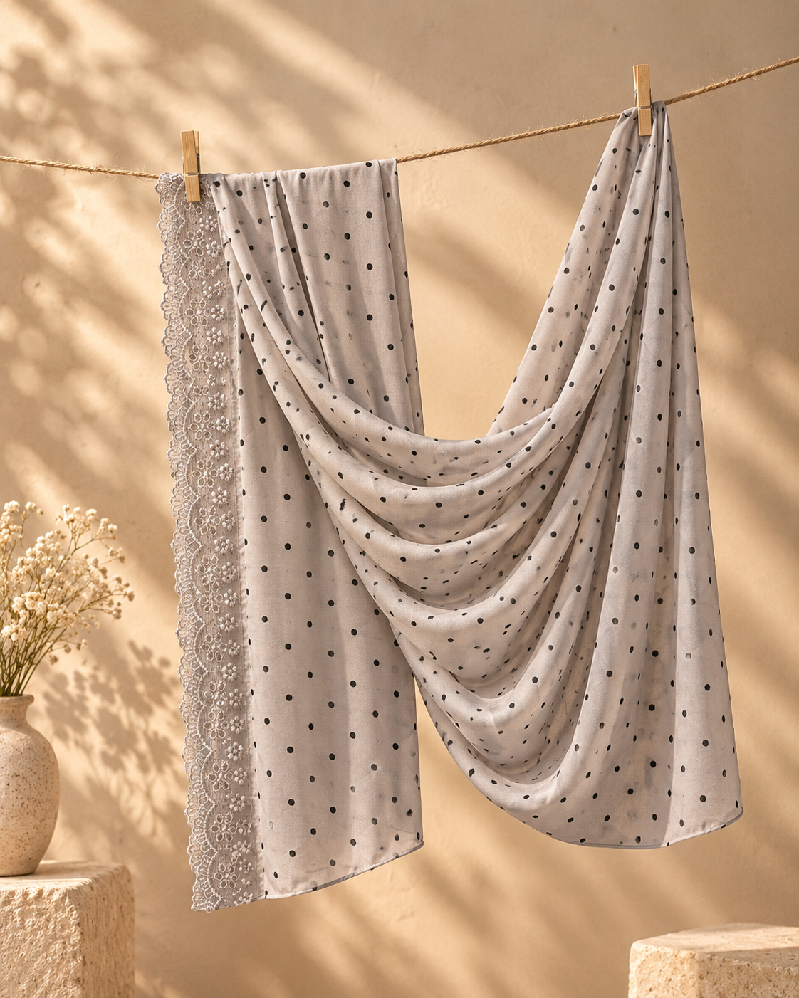 Lace Hijab - Polka Dot