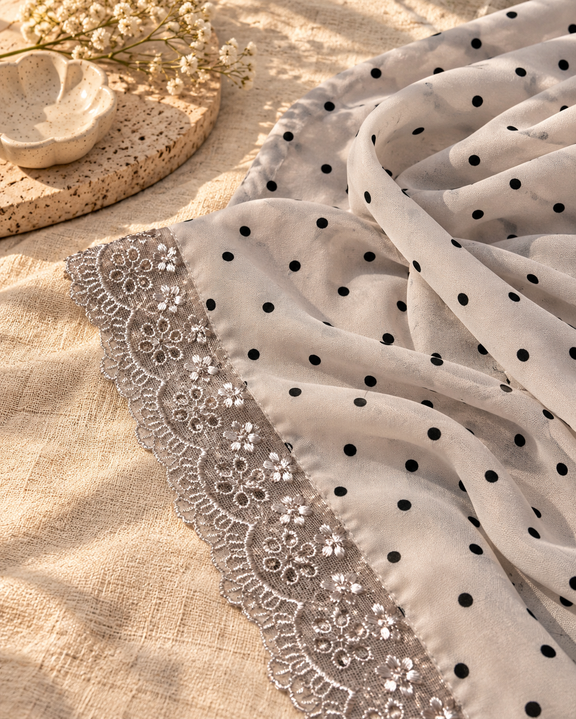 Lace Hijab - Polka Dot