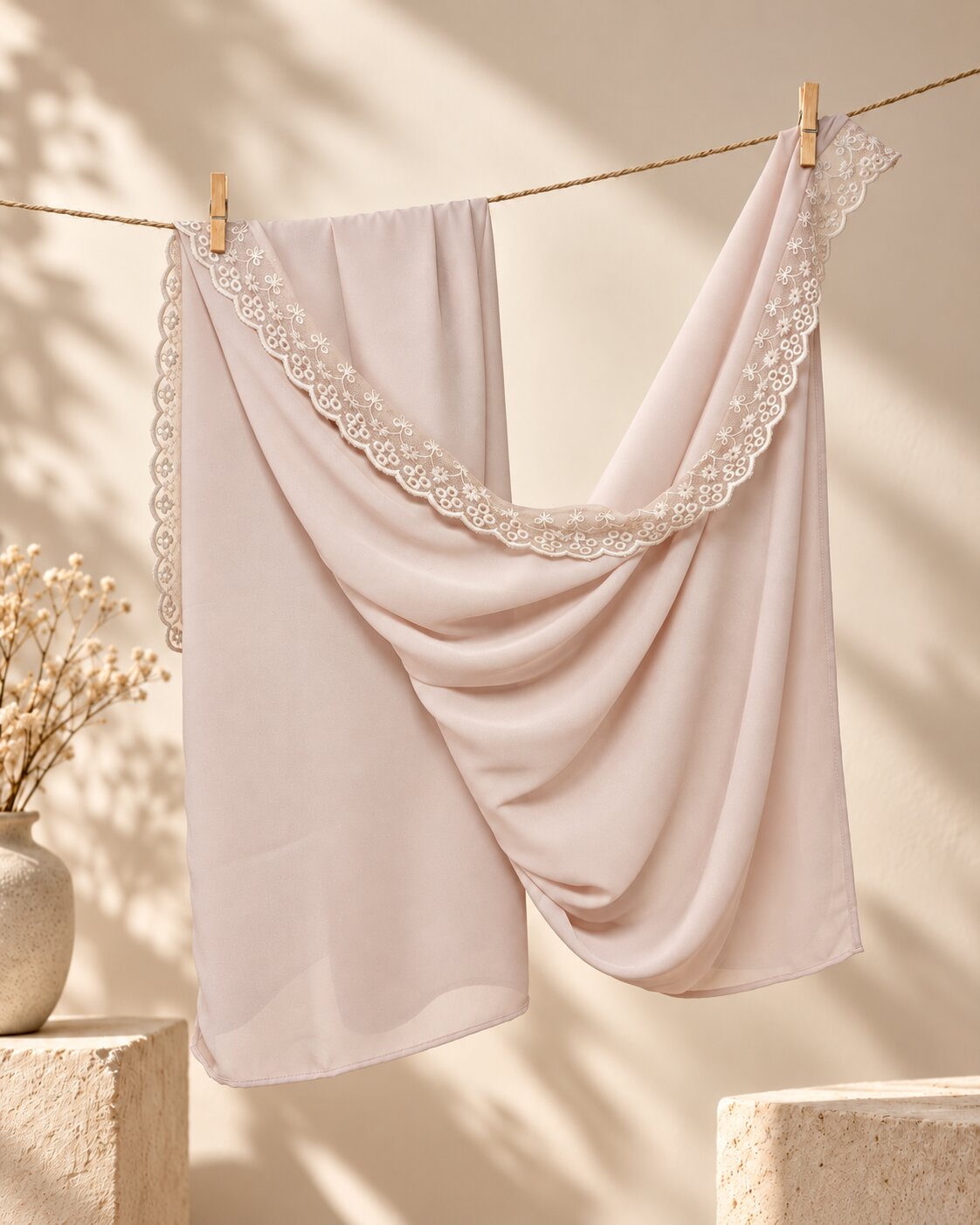 Lace Hijab - Blush Pink