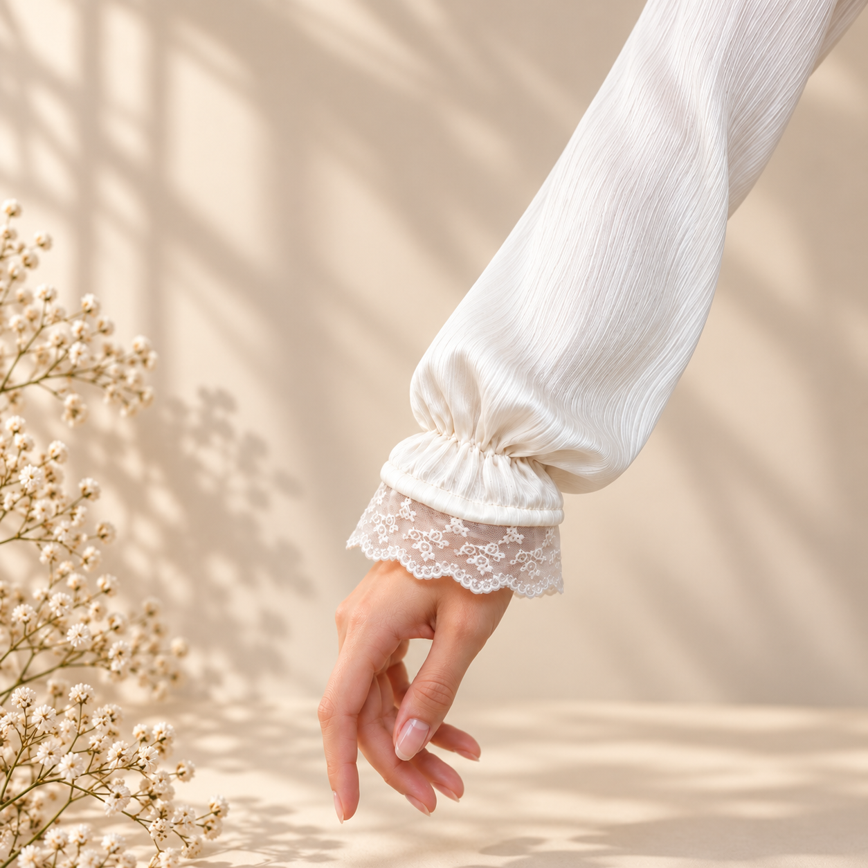 Noor Lace Balloon Sleeves - Ivory