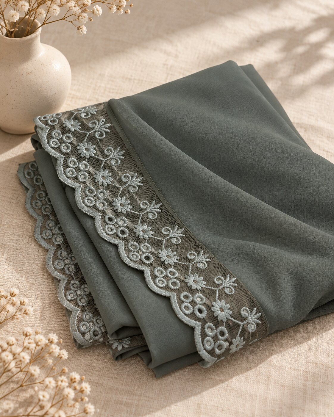 Lace Hijab - Sage Green