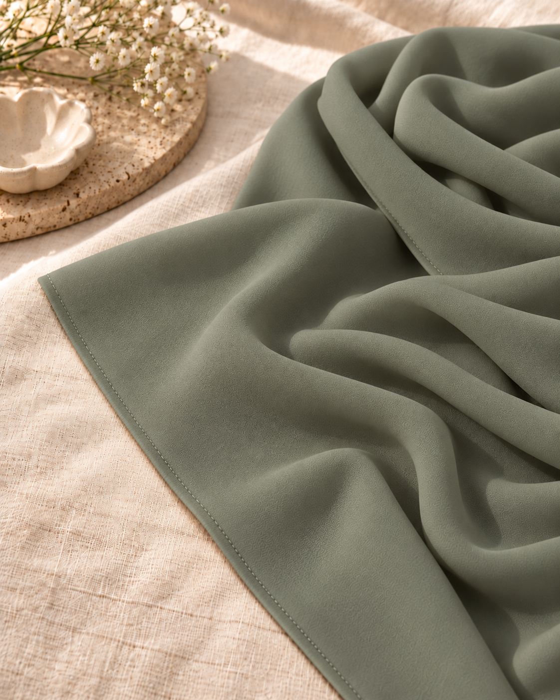 Double Georgette Hijab - Sage Green