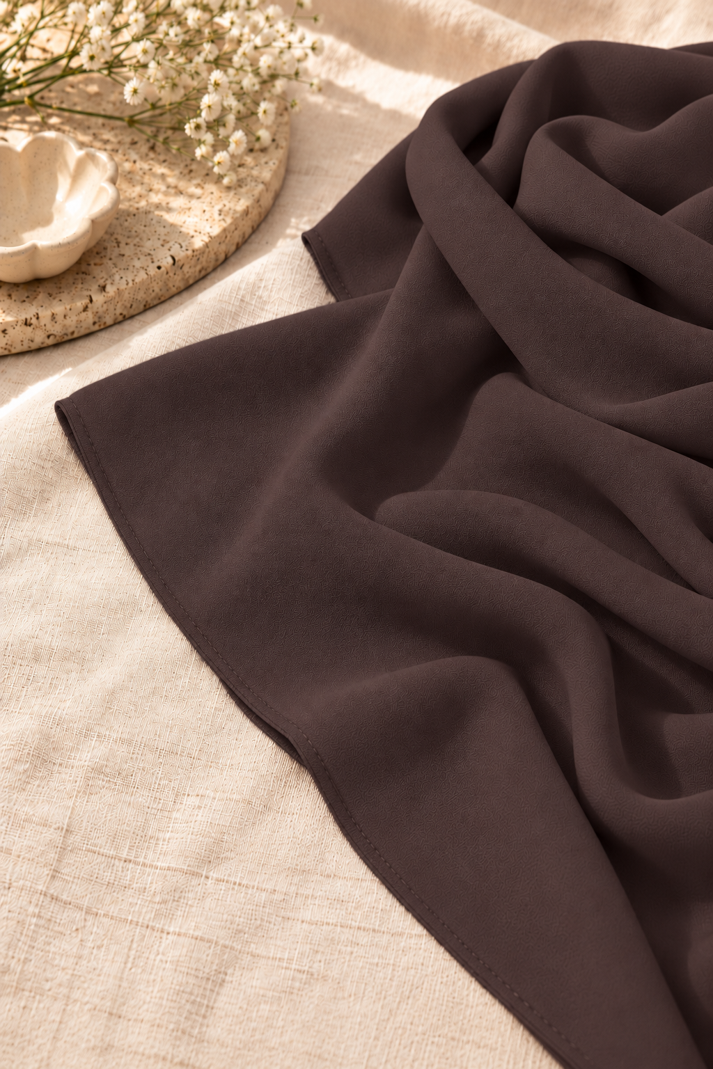 Double Georgette Hijab - Cocoa Brown