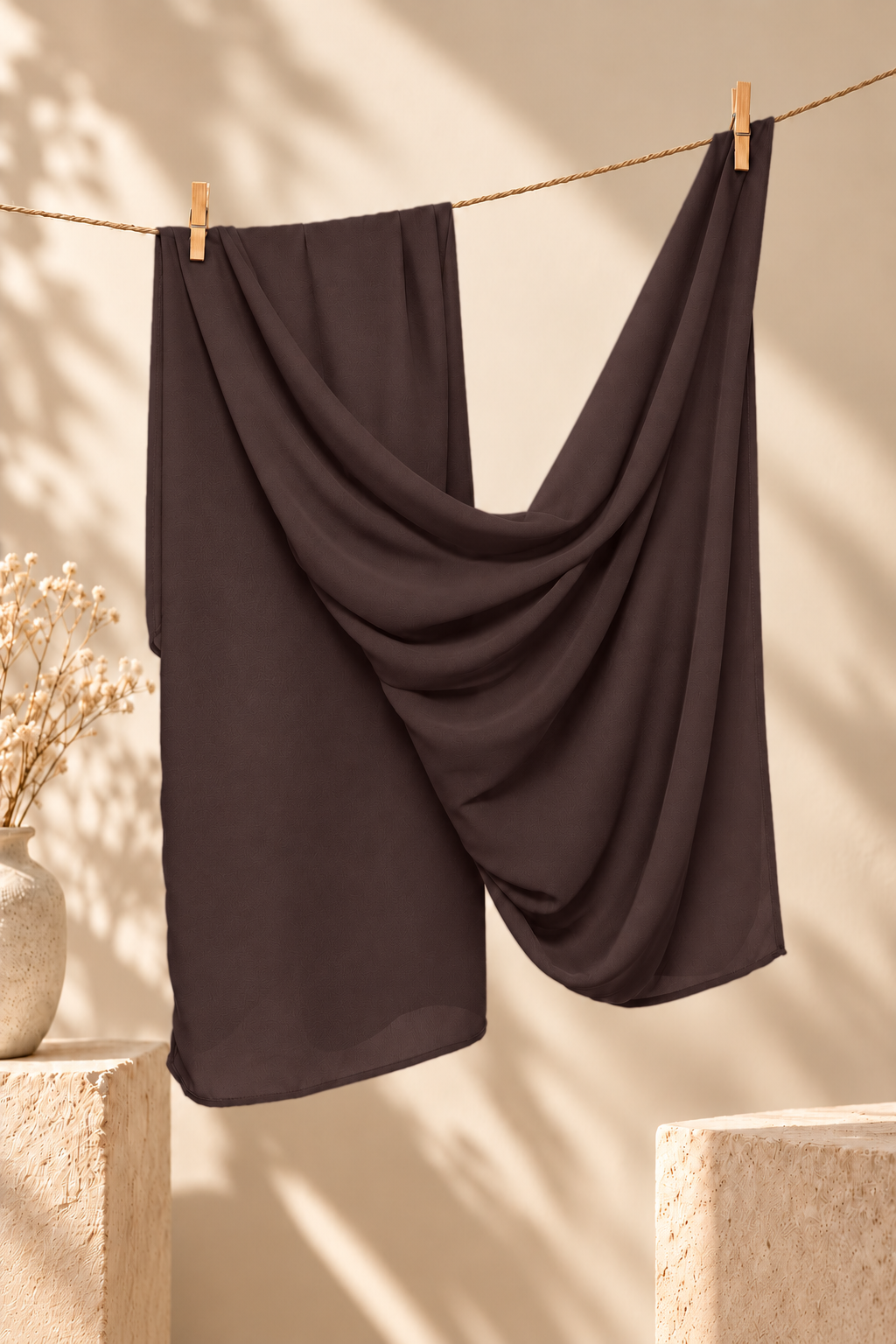 Double Georgette Hijab - Cocoa Brown
