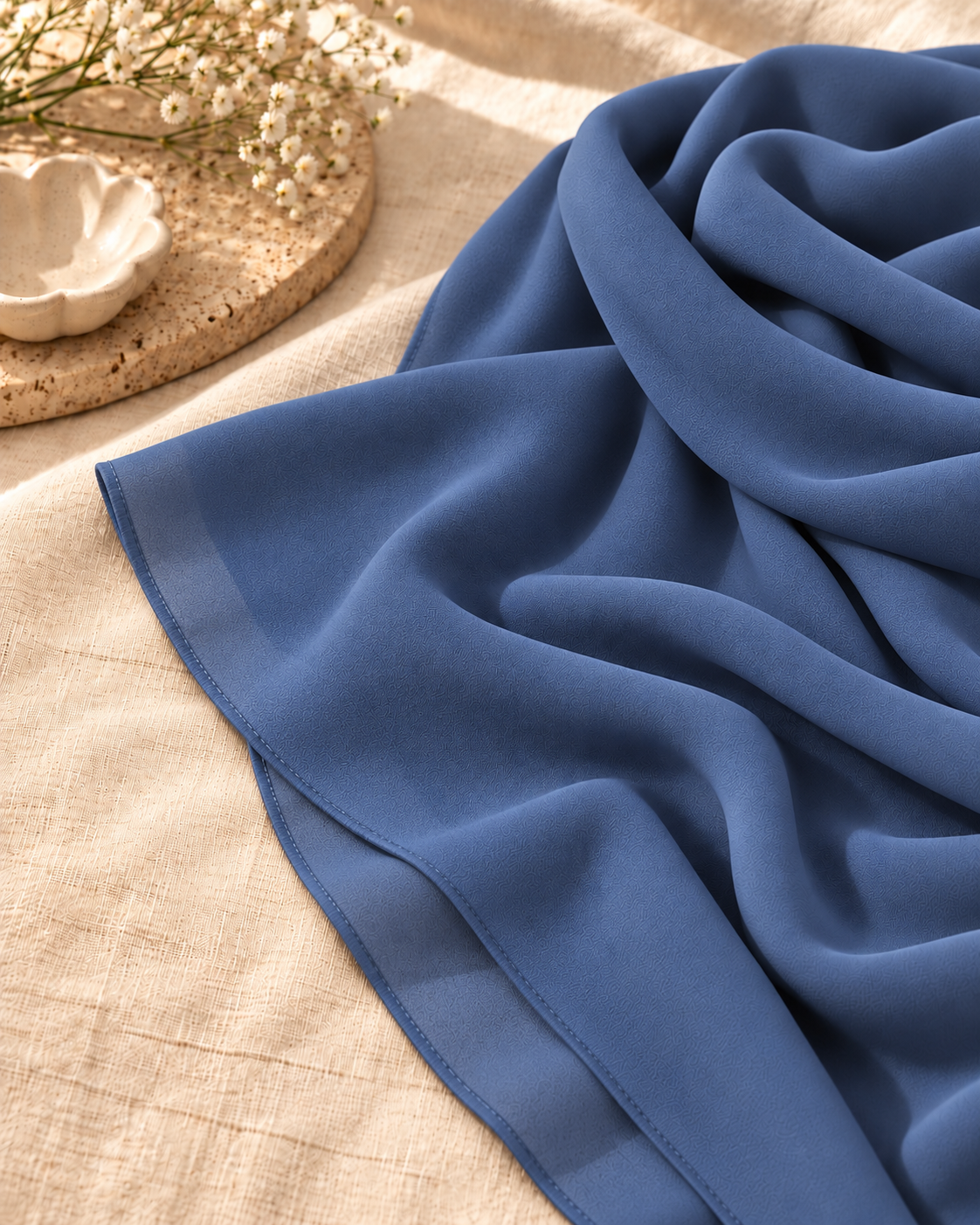 Double Georgette Hijab - Navy Blue