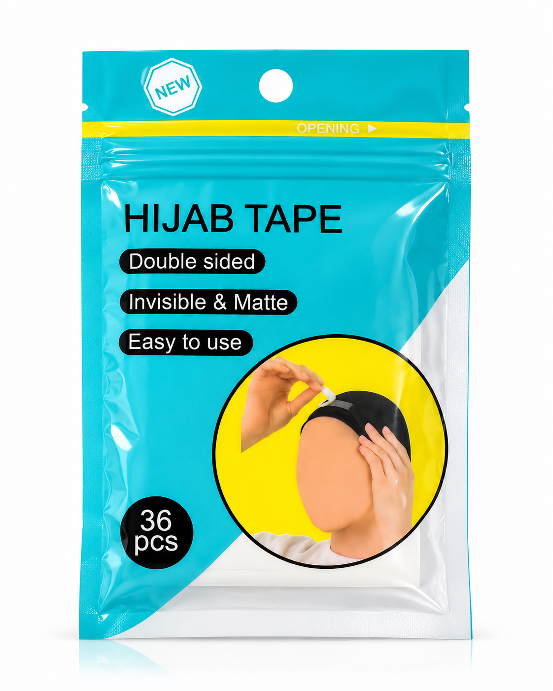 Double-Sided Hijab Tape – Invisible & Matte (36 Pcs)