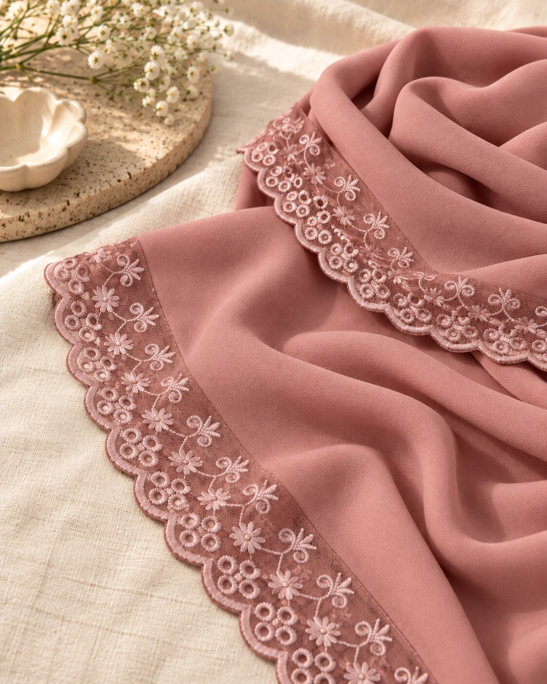 Lace Hijab - Tea Pink