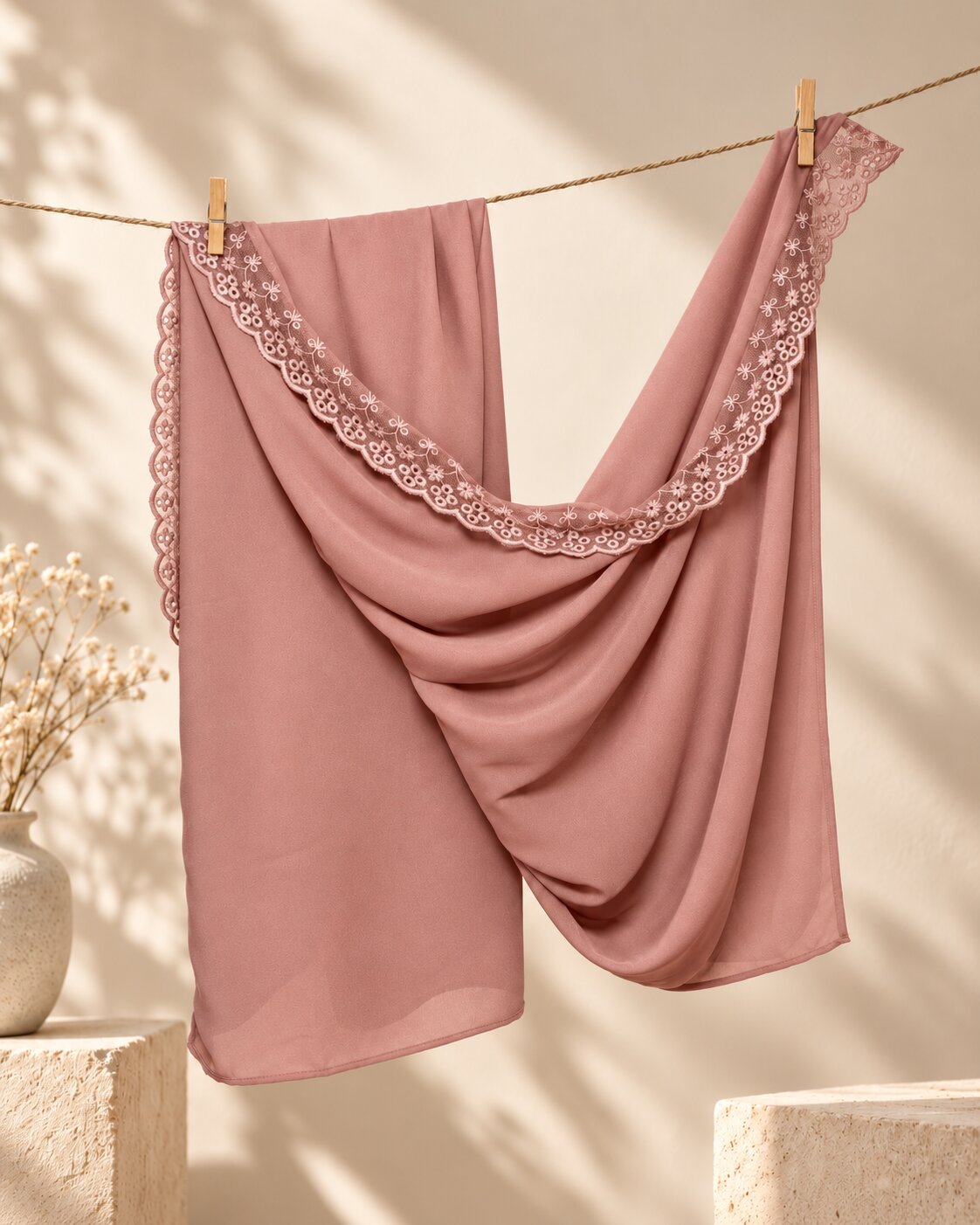 Lace Hijab - Tea Pink